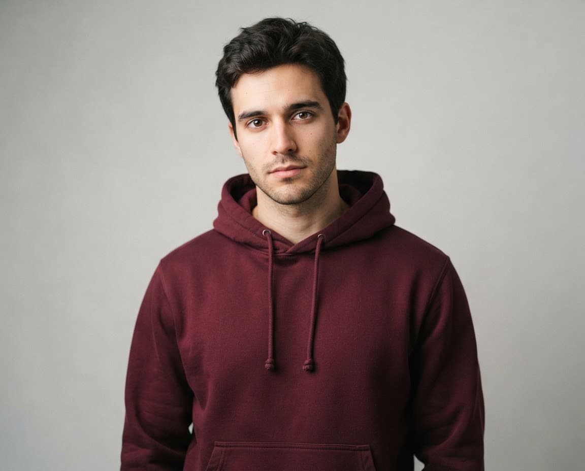 Loose fit hoodie fabric fold detail